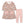 A children's two-piece dress & legging  set featuring a woodland deer and floral print, and matching pink and white striped leggings, displayed on a clean white background.