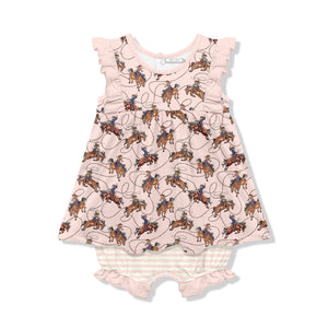 Kids Light Pink Rodeo Skirted Bubble Romper