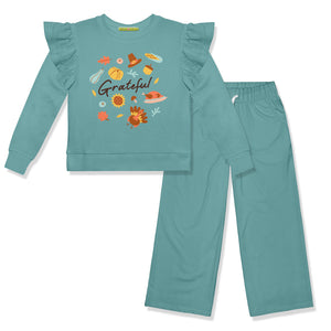 Kids Nile Blue Turkey Sweatshirt & Wide Leg Pants