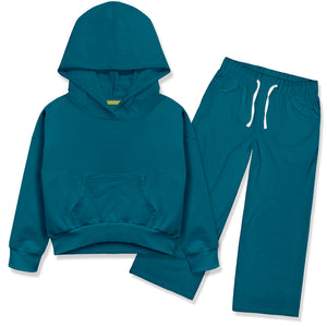 Kids Teal Hoodie & Wide-Leg Pants