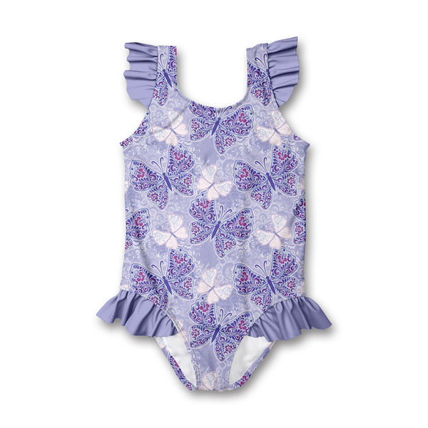 Orchid Petal Butterfly Jewel Ruffle-Accent One-Piece