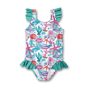 White Water World Ruffle-Accent One-Piece