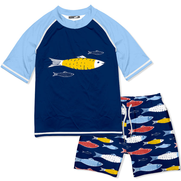 Navy Minnows Short-Sleeve Rashguard Set