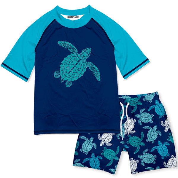 Blue Turtle Short-Sleeve Rashguard Set