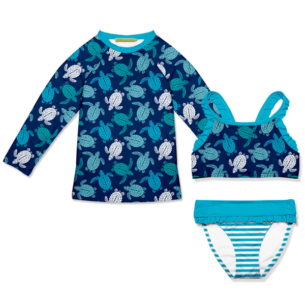 Blue Turtle Long-Sleeve Rashguard Set