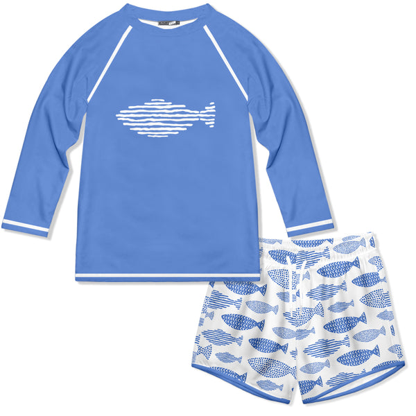 Blue Fish Long-Sleeve Rashguard Set