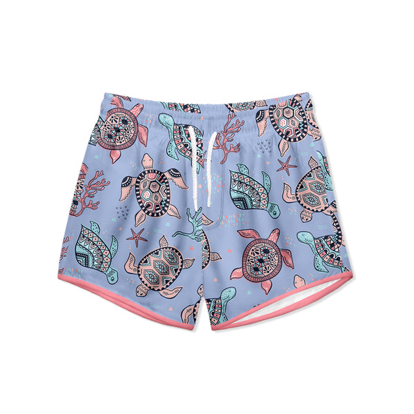 Periwinkle Aztec Turtle Swim Shorties