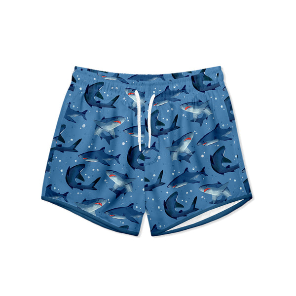 Gray Blue Sam The Shark Swim Shorties