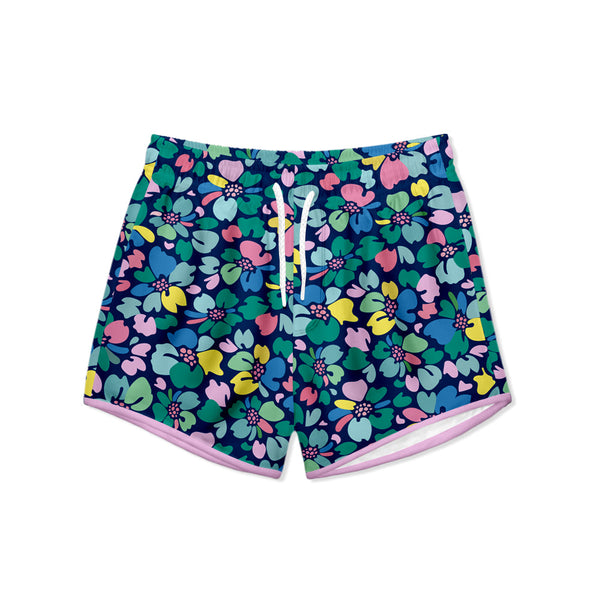 Navy Block Graphic Swim Shorties