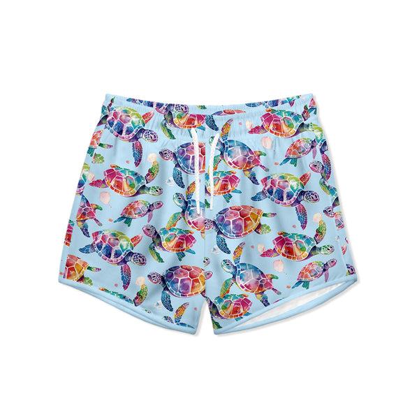 Kids Pale Blue Tie-Dye Turtles Shorties