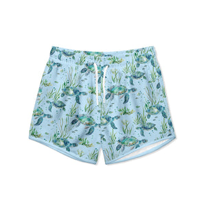 Kids Ice Blue Turtle Swim Shorties