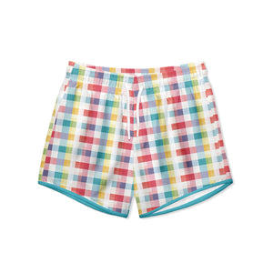 Kids White Mid Tone Check Shorties