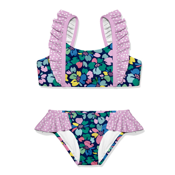 Lilac Block Floral Bikini