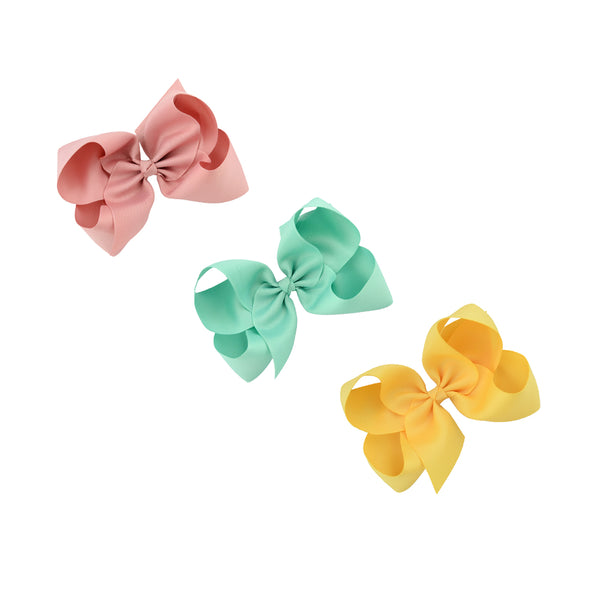 Yellow & Mint Bow Hair Clip Set