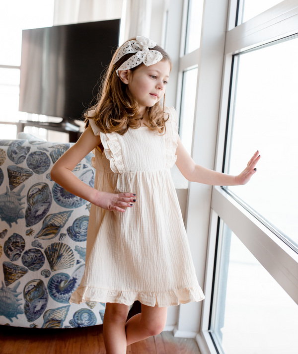 Cream Double-Ruffle Sleeveless Dress