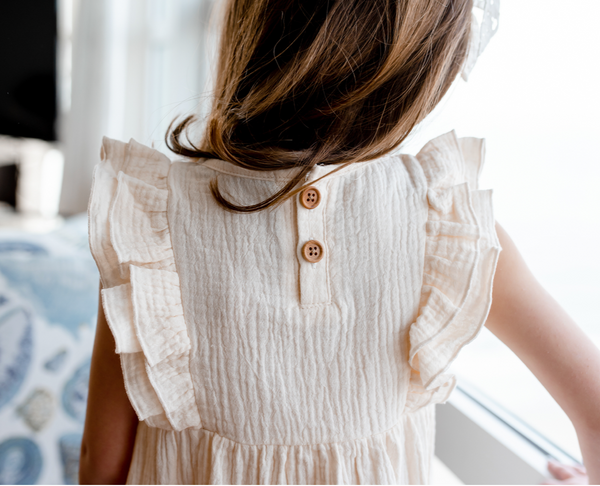 Cream Double-Ruffle Sleeveless Dress