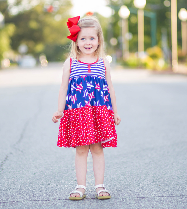 Navy U.S.A Stars Sleeveless 3 tier Dress