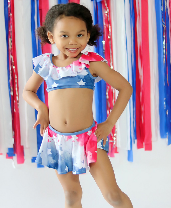 Red USA Stars Ruffle-Accent Tankini