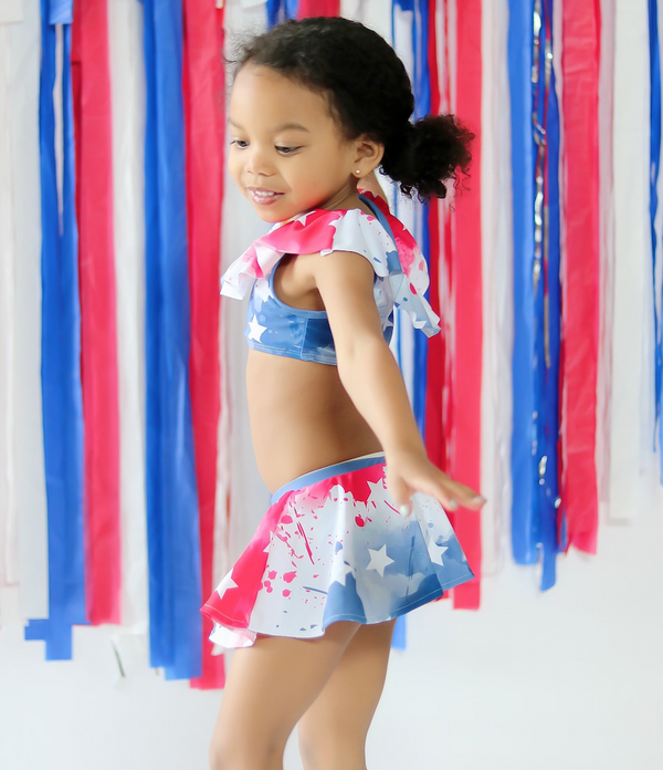 Red USA Stars Ruffle-Accent Tankini