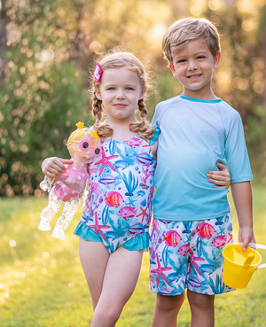 White Water World Ruffle-Accent One-Piece