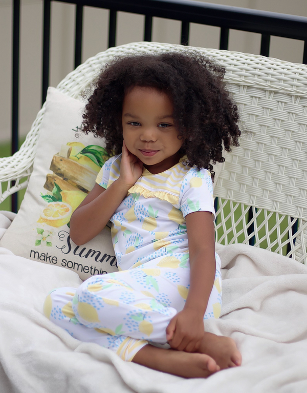Yellow Lemon Short-Sleeve Pajama Set