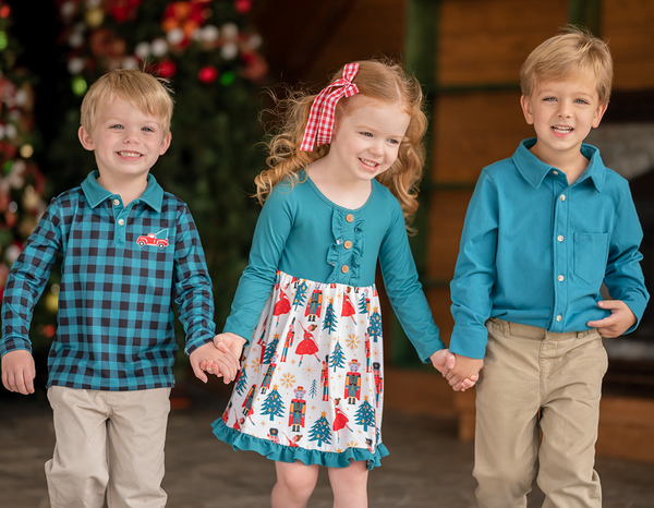 Teal Long-Sleeve Button-Up