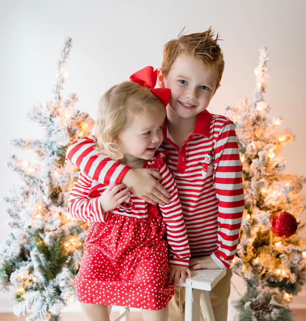 Red Dot Santa Ruffle-Accent Dress