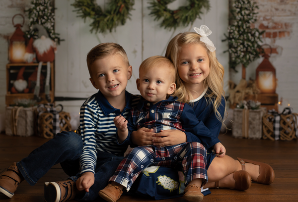 Navy & Plum Plaid Collared Long-Sleeve Playsuit