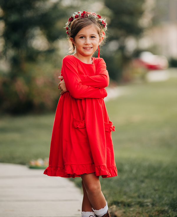 Red Patch Pocket Dress