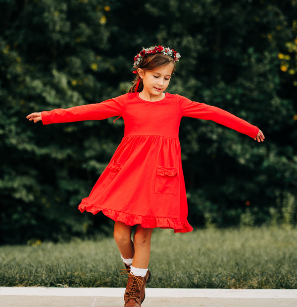 Red Patch Pocket Dress