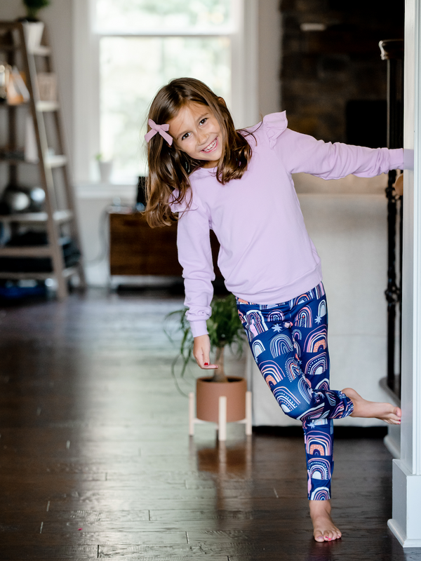 Lilac Ruffle-Trim Sweatshirt & Spring Leggings