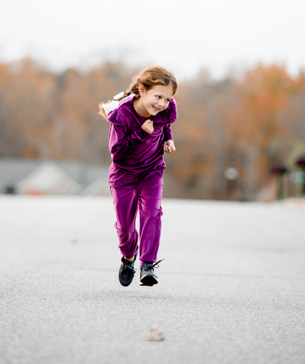 Millie Loves Lily Girls Plum Rib Velour Jogger Set,Big Girl