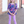 Dark Navy Floral Puff Sleeve Ruffle-Hem Top & Purple Flare Leggings