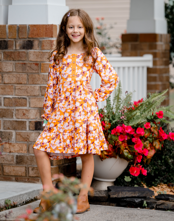 Marigold Toulouse Floral Tiered A-Line Dress