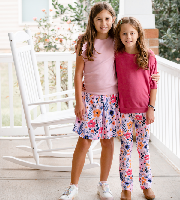 Slate Rose Crewneck Sweatshirt & BTS Floral Flare Leggings