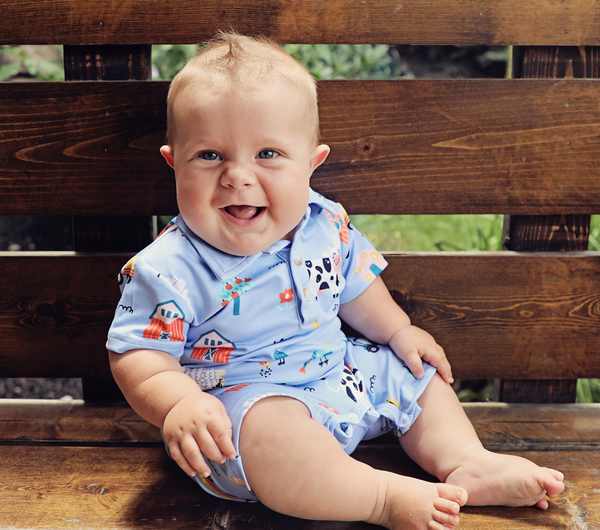 Periwinkle Farm Life Button-Front Playsuit