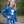 Cobalt Angel-Sleeve Top & Kitten Corner Skirted Leggings