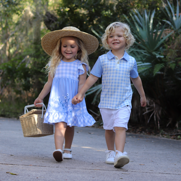 Periwinkle & White Gingham Polo