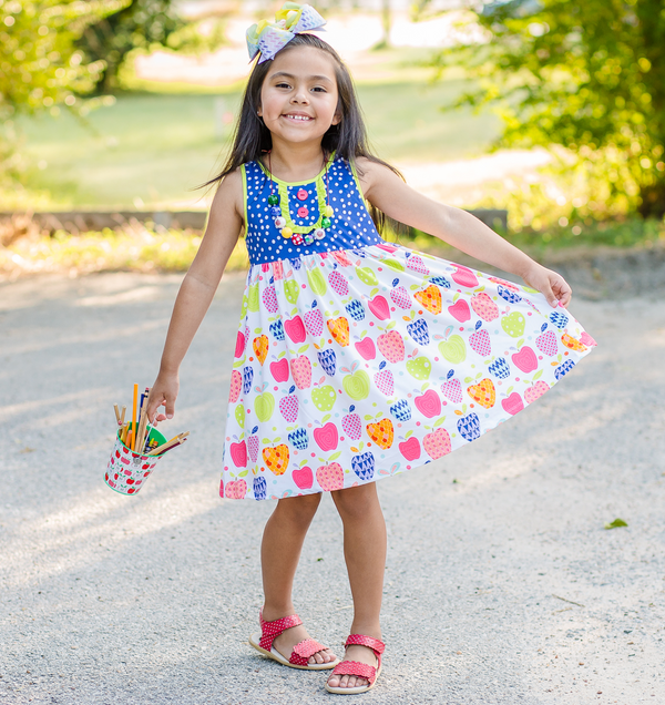 White Apples Button-Front A-Line Dress