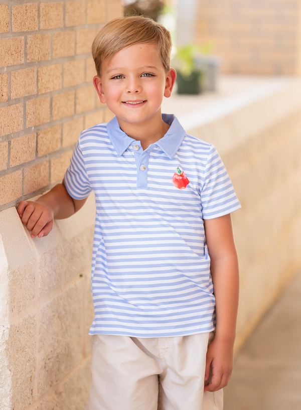 Periwinkle Stripe Apple Polo