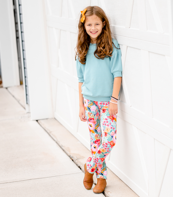 Millie Loves Lily Girls Nile Blue Top and Flared Legging Set
