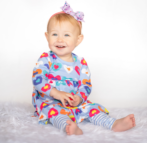 Periwinkle Heart Babydoll Dress & Leggings