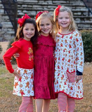Red Holiday Snowflake Ruffle Tiered Dress