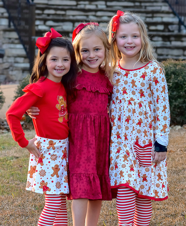 Red Holiday Snowflake Ruffle Tiered Dress