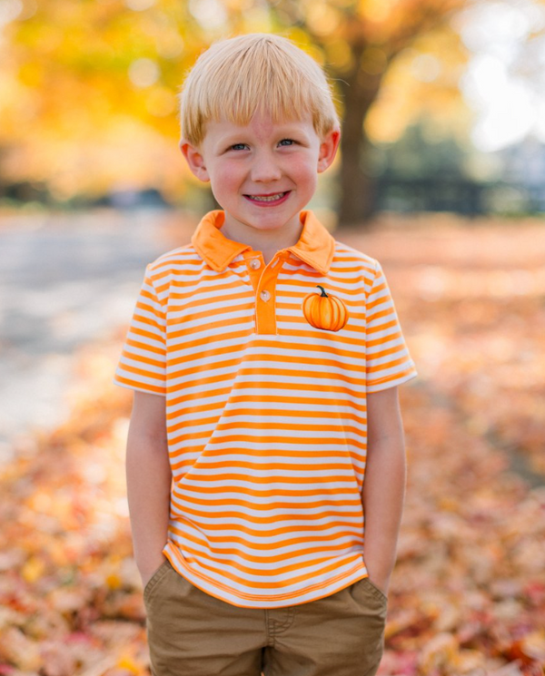 Orange Stripe Pumpkin Polo