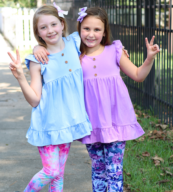 Millie Loves Lily Girls Purple & Periwinkle Tops and Leggings Set