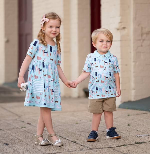 Millie Loves Lily Boys' Mint Stripe & Dog Print Polo Shirts
