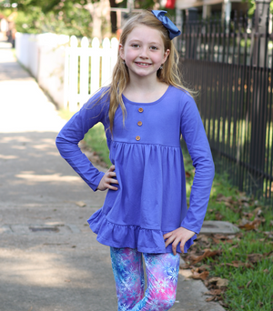 Millie Loves Lily Blue Iris & Blue Long Sleeve Tops & Leggings Set