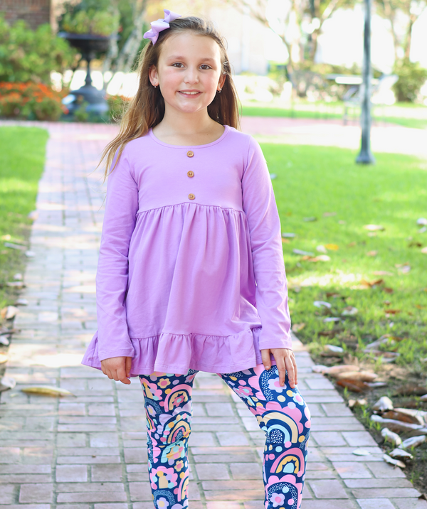 Millie Loves Lily Plum & Purple Long Sleeve Tops & Leggings Set