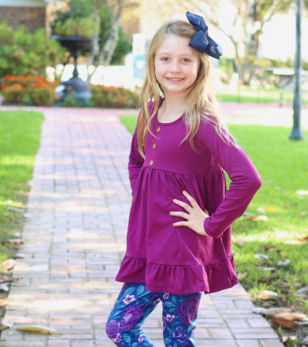 Millie Loves Lily Plum & Purple Long Sleeve Tops & Leggings Set